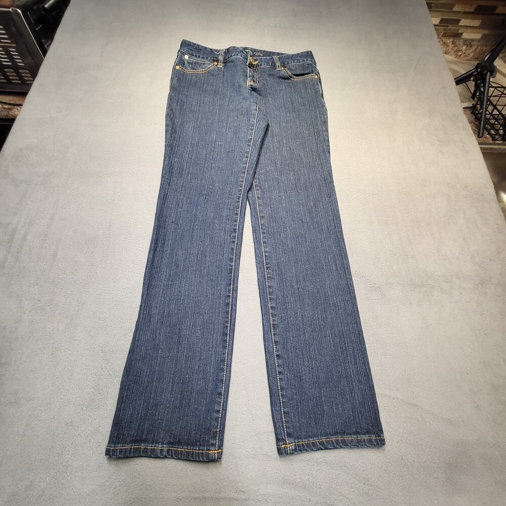 Michael Kors Jeans Womens 8 Blue Straight Leg Distressed Denim Stretch